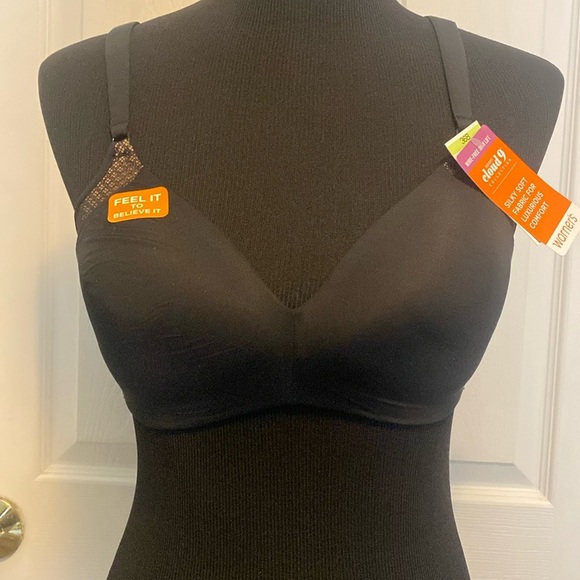 Warner’s Cloud 9 Collection 36B Black Bra Silky Soft Fabric NWT - Picture 1 of 9
